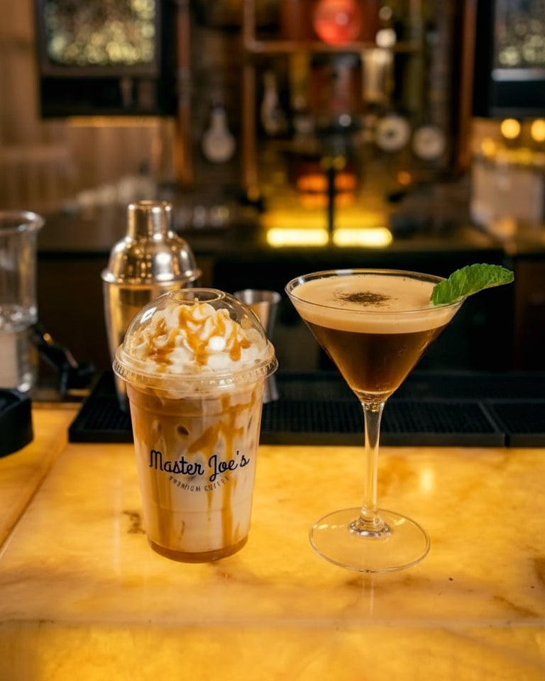 Espresso Martini and caramel macchiato
